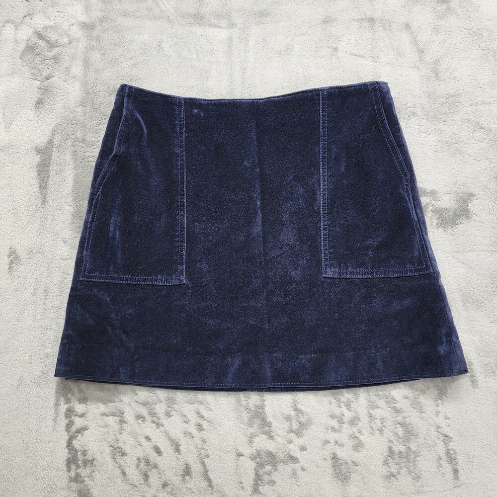 Gap Skirt Womens 2 Blue‎ True Indigo Velvet Mini A-Line Pockets Back Zip Preppy